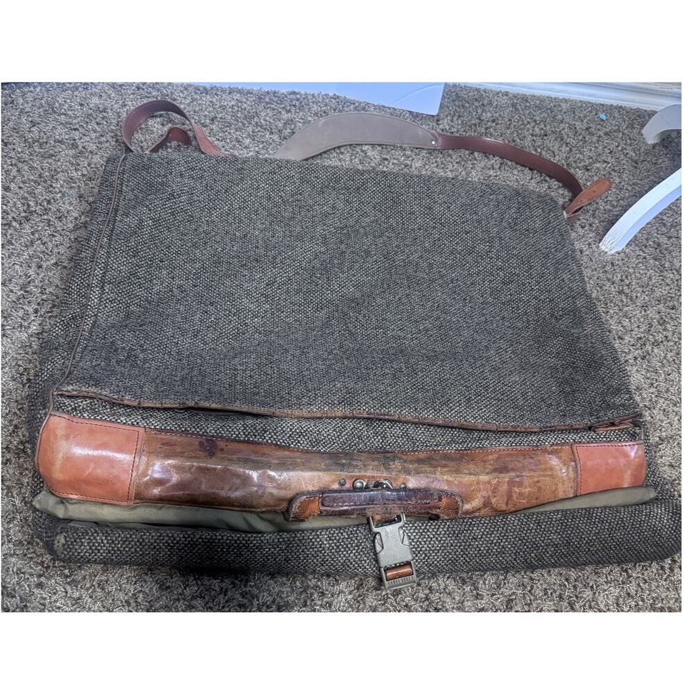 Vintage Hartmann luggage garment bag Hanging Travel tweed & brown leather - Picture 5 of 12